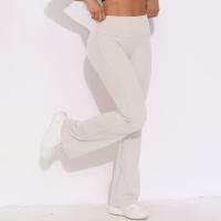 Mallas de Yoga a prueba de sentadillas para mujer, pantalones de Yoga de cintura alta, levantamiento de glúteos, pantalones de tiburón Micro acampanados, pantalones de Yoga ajustados de cintura alta - details 4