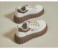 Zapatillas de deporte antideslizantes de cuero suave, calzado de Trekking, nuevos zapatos deportivos de monopatín de ocio con cordones de suela gruesa para mujer, moda - details 12