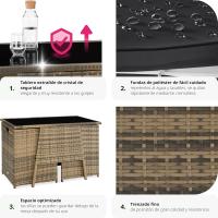 Conjunto de Exteriores de Aluminio Resistente a la Intemperie 2 Sillas con Almohadillas, Mesa de Cristal, Apilable, Fundas Extraíbles - details 5