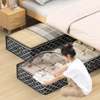 Bolsa de almacenamiento debajo de la cama de tela no tejida, ventana transparente, doble cremallera, cajas de almacenamiento planas debajo de la cama, plegables a prueba de humedad - details 4