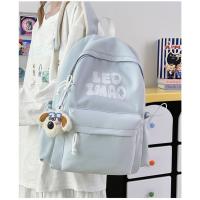 Mochila coreana simple de color sólido con alfabeto para estudiantes, mochila ligera de gran capacidad para viajes, mochila informal versátil - details 36