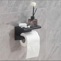 Portarrollos de baño montado en la pared con estante de almacenamiento, estante de almacenamiento de papel higiénico de acero inoxidable, resistente al agua y al óxido - details 7