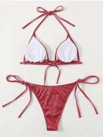 Conjunto sexy brillante, traje de baño triangular de dos piezas para mujer, bikini de verano, nuevo traje de playa, bikini push-pull - details 13