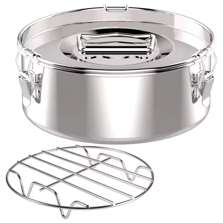 Molde Flan de acero inoxidable con tapa, herramienta para hacer Flan, 2,3 Qt - 1