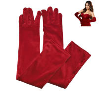 Guantes de novia formales largos estilo brazo codo de los años 20 para vestido de baño de boda - details 4