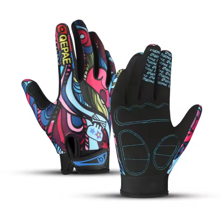 Guantes de ciclismo con estampado al por mayor, guantes de senderismo con dedos completos, guantes de invierno de malla de GEL para mujer - 1