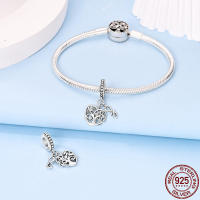 Encantos de Plata Esterlina S925 con Mariposa Flor y Corazón para Pulsera Original de 3mm Joyería Fina de Cumpleaños para Mujeres Material de Metal con Zirconia - details 9
