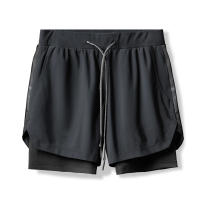 Pantalones Cortos Deportivos Ligeros y Secado Rápido Doble Capa para Entrenamiento en Gimnasio y Correr Moda de Verano para Hombres - details 10