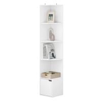 Estantería de 5 niveles, estante esquinero de pie, estantería blanca de almacenamiento, 1 armario con puerta - details 3