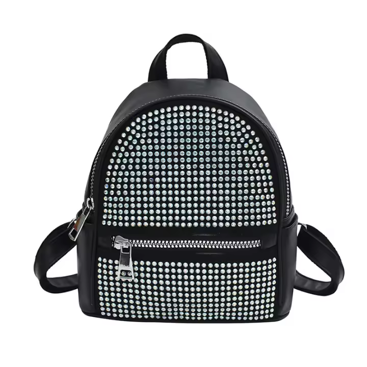 Mochila casual simple, moderna y de gran capacidad, diamantes de imitación de gas extranjero, bolsa de gas extranjero. - 1