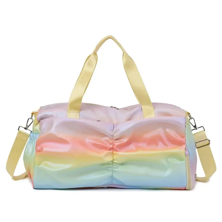 Fiess Bolsas coloridas para zapatos de gimnasio, bolsa de yoga para deportes al aire libre con separación de hombros secos y húmedos para mujeres - 1