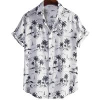 Camisa hawaiana con estampado de hojas para hombre, cárdigan vintage, floral, retro, social, hawaiana, Haruku, moda coreana, - details 12