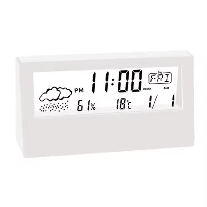 Reloj termo higrómetro, pantalla meteorológica creativa, despertador electrónico, decoración de mesa de escritorio para salón y dormitorio - 1