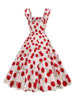 Vestido de Algodón Retro de Cuello Cuadrado Hepburn Estilo Pinup de los 50-60 para Mujeres - details 14