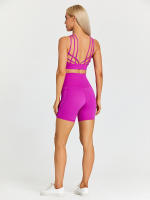 SHINBENE-Sujetador deportivo con tirantes para mujer, sostén deportivo con escote en V, espalda cruzada, acolchado, entrenamiento, Yoga - details 41