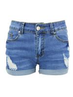 Pantalones cortos de mezclilla de verano para mujer, pantalones cortos ajustados con agujeros rasgados - details 6