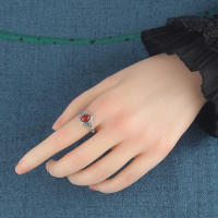 Plata de ley 925 rojo sureño turquesa mongol estilo étnico anillo de boca en vivo anillo liso anillo de mujer vintage anillo salvaje mujer - details 8