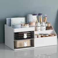 Caja de almacenamiento de papelería de escritorio con 10 compartimentos, 2 cajones, bonito conejito, organizador de cajones para cosméticos, decorativo de gran capacidad - details 2