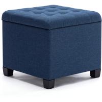 almacenamiento, forma de cubo, 45 cm, de lino, asiento acolchado con tapa - details 0