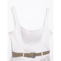 y nueva ropa de mujer de estilo europeo americano con cinturón vestido corto ajustado sin mangas con correa - details 3