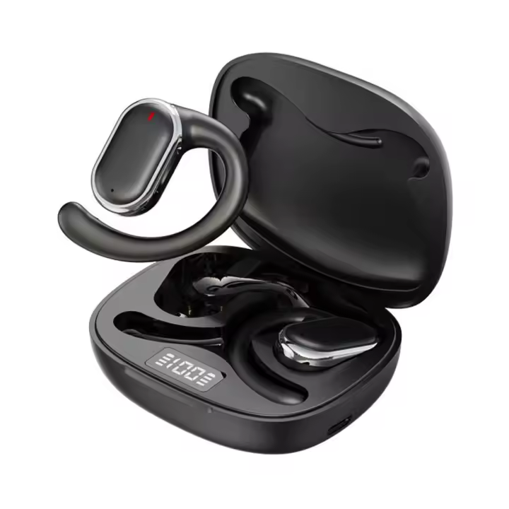 No en la oreja auriculares con gancho pantalla Digital tipo abierto auriculares inalámbricos giratorio indoloro Clip de oreja auriculares deportivos - 1