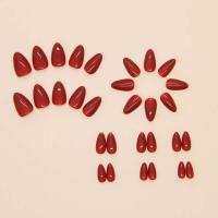 24 piezas de pegamento artificial rojo, diseño simple de almendra, uñas postizas de ballet con pegamento - details 2