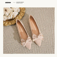 Tendencia francesa solo zapatos de mujer 2025 nuevo estilo de hadas arco versátil gamuza puntiaguda zapatos planos - details 13