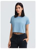 Blusa holgada sin costuras para mujer, Top corto de manga corta para Yoga, correr, Fitness, gimnasio, secado rápido - details 15