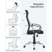 Silla ergonómica para Sala de Reuniones, Asiento Giratorio, Asiento Acolchado, Regulable en Altura e inclinable, Capacidad de Carga 120 kg, Negro - details 3