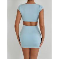 Novedad de verano, vestido elegante de manga con cuello cuadrado, vestido corto ajustado con realce del pecho - details 6