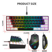Teclado con cable RGB de 61 teclas, Mouse para juegos, Kit de oficina, retroiluminación, 12800dpi, programable, Combos para PUBG Gamer - details 1