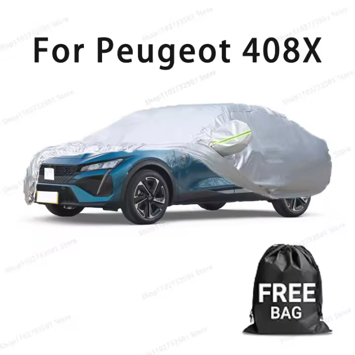 Funda de coche para Peugeot 408X, cubierta completa, impermeable, protección solar, resistente a los arañazos, accesorios para coches, color plateado - 1