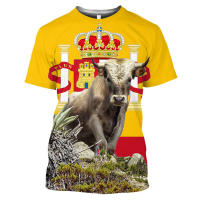 Camiseta de toro español para hombre, Tops con estampado 3D, sudadera de manga corta a la moda, jersey de cuello redondo de verano, ropa informal - details 3