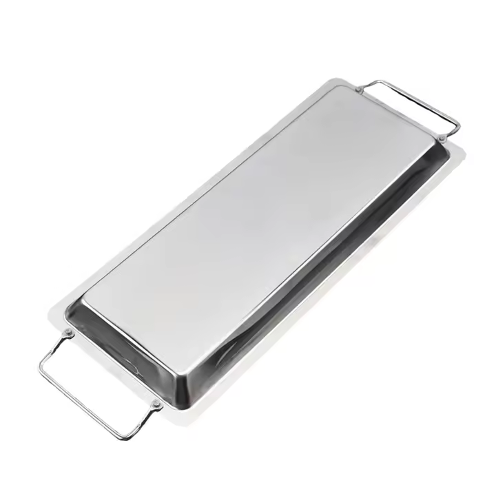 Plancha Rectangular plana para cocinar, accesorio para parrilla de Camping, con 2 asas - 1