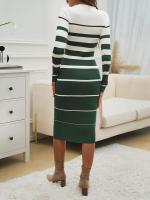 Elegante Vestido de Punto a Rayas Medio Largo 2025 Estilo Retro para Mujeres - details 15