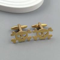 Gemelos huecos de acero inoxidable chapados en oro de 18 quilates con interesantes calaveras de estilo punk, botones plateados en camisas francesas, TRE - details 3