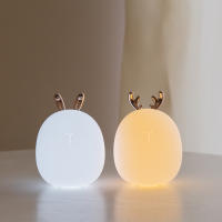 Luz nocturna de silicona para niños y bebés, lámpara de Ambiente de Navidad, recargable, táctil, ciervo, conejo, cartón Led - details 2