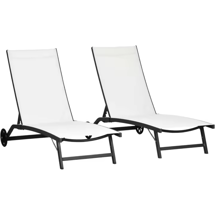 Sillones de Jardín Exterior de Aluminio Reclinables, Ajustables, 5 Niveles, Ruedas, Playa Piscina - 1