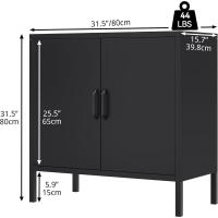 Armario de Metal con 2 Puertas y 1 Estante Ajustable Diseño de Escritorio para Oficina en Casa, Dormitorio, Baño, Sala de Estar Negro - details 2
