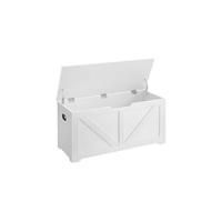 Puff Almacenaje, Banco con 2 Bisagras de Seguridad, Baúl, Zapatero, Estilo Moderno, 40 x 76 x 48 cm, para Pasillo Dormitorio Salón, Blanco LHS11WT - details 7
