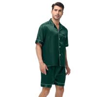 Conjunto de Pijama de Manga Corta para Hombre de Talla Grande Pantalones Cortos de Satén, Ropa de Dormir Fresca, Traje de Pijama Informal de Verano - details 21
