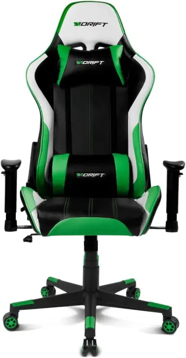 DR175 - Silla Gaming Profesional, polipiel, reposabrazos ajustables 2D, pistón clase 4, giratoria, mecanismo de mariposa, cojín lumbar y cervical, color negro/blanco/azul - 1
