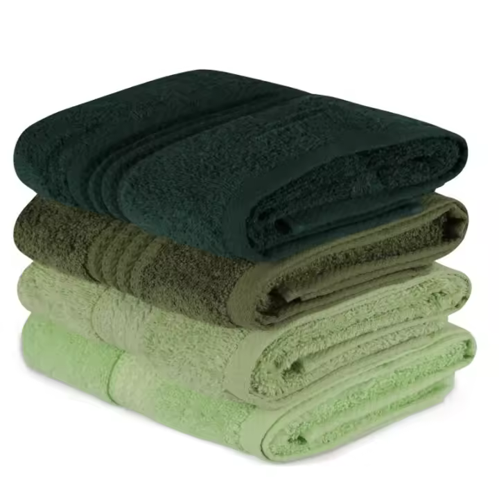 Juego de Toallas de Algodón 100% Suaves y Absorbentes 4 Piezas Verde Claro, Oliva, Verde Oscuro - 1