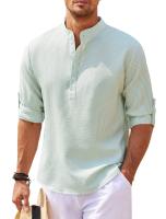 Camisa Manga Larga Stand Cuello Abierto Botón Piña Check Camisa Hombre Camisa Casual - details 13