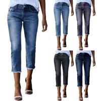 Vaqueros de siete cuartos ajustados elásticos a la moda lavados de verano para mujer - details 9