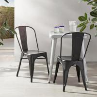 comedor de metal apilables con respaldo para bistró, cocina, interior y exterior, Negro, 51 x 43 x 85 cm - details 1