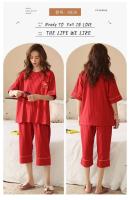 Conjunto de pijama de dibujos animados para mujer, pijama informal con cuello redondo, pantalones cortos y pantalones cortos, 100% algodón, verano, M-5XL - details 10