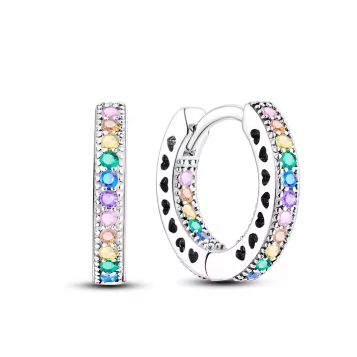 Pendientes de aro de Plata de Ley 925 para mujer, aretes de doble aro, regalos de joyería, regalo del Día de San Valentín - 1
