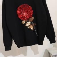 Conjunto de Top y Pantalones para Mujeres Invierno 2 Piezas Chándal Casual Flores Pantalones de Punto con Lentejuelas Conjunto d - details 3