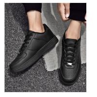 Zapatos informales con cordones de Color sólido a la moda Simple de corte bajo para estudiantes, zapatos deportivos informales de cuero para todas las estaciones para hombres - details 3